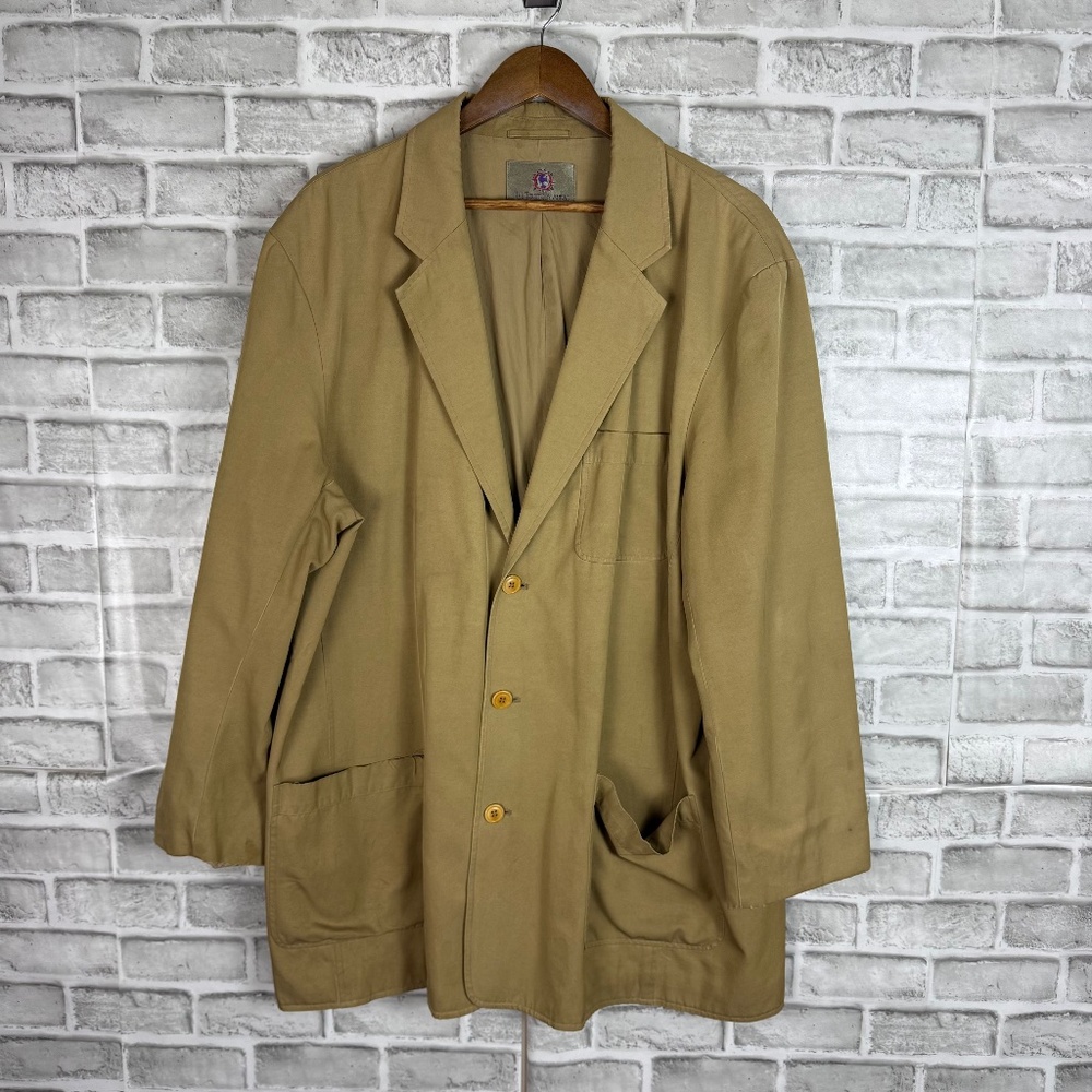 The Territory Ahead Neutral Beige Unstructured Canvas 3 Button Blazer Jacket 2XL